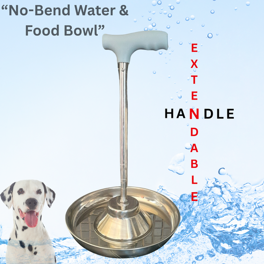 No-Bend Dog or cat Water/Food bowl with Extendable Handle, 'LARGE' size.