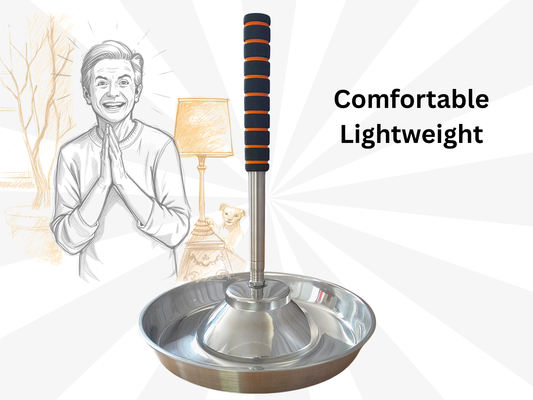 Extendable Pet Food Bowl: Stainless Steel, Ergonomic 70cm Handle